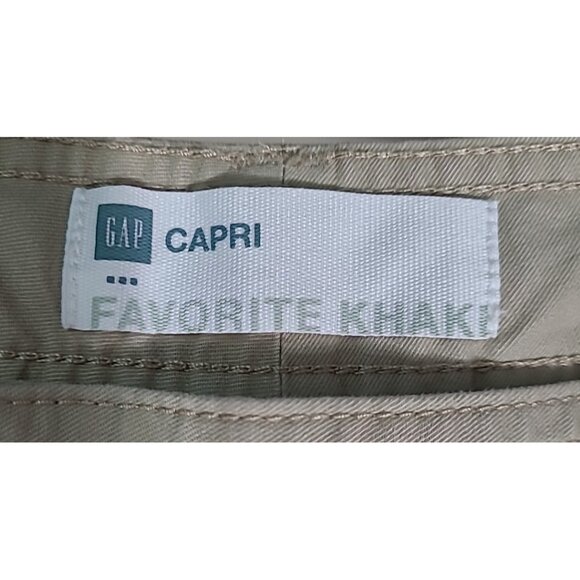 Gap Favorite Khaki Capri Women’s Sz 10 Flat Front Tan Pockets Capri Pants - Picture 5 of 11